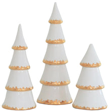 Load image into Gallery viewer, White Tiered Christmas Trees with 22K Gold Brushstroke Accent