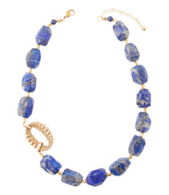 Load image into Gallery viewer, Chunky Blue Lapis Station Golden Necklace