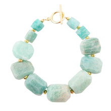 Load image into Gallery viewer, Chunky Green Amazonite Golden Toggle Bracelet