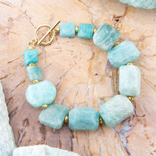 Load image into Gallery viewer, Chunky Green Amazonite Golden Toggle Bracelet