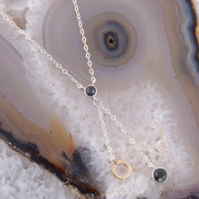Load image into Gallery viewer, Circle Two-Toned Grey Labradorite Sterling Silver Necklace