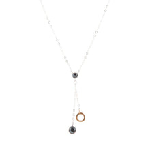 Load image into Gallery viewer, Circle Two-Toned Grey Labradorite Sterling Silver Necklace