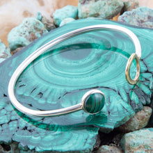 Load image into Gallery viewer, Circle Two Toned Green Malachite Cuff Bracelet