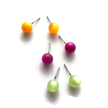 Load image into Gallery viewer, Citrus Mix Stud Earring Set | 8mm Vintage Lucite Triple Studs Set
