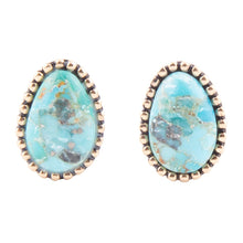 Load image into Gallery viewer, Clip On Blue Turquoise Golden Earrings
