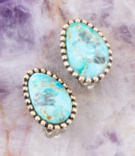 Load image into Gallery viewer, Clip On Blue Turquoise Golden Earrings