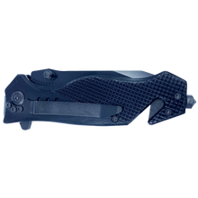 Load image into Gallery viewer, Denver Colorado Police 3-in-1 Tactical Rescue knife tool with Seatbelt Cutter, Steel Serrated Blade, Glass