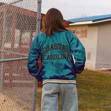 Load image into Gallery viewer, Coastal Carolina Satin Letterman Bomber Jacket