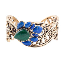 Load image into Gallery viewer, Cognate Green Malachite and Blue Lapis Golden Cuff Bracelet