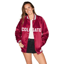 Load image into Gallery viewer, Colgate Satin Letterman Bomber Jacket