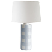 Load image into Gallery viewer, Hydrangea Light Blue Gingham Column Lamp