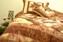 Load image into Gallery viewer, DaDa Bedding Diamond of Night Brown Beige Floral Stars Ruffles Comforter Set (BM915L)