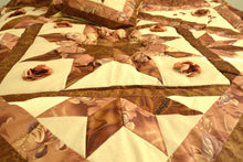 Load image into Gallery viewer, DaDa Bedding Diamond of Night Brown Beige Floral Stars Ruffles Comforter Set (BM915L)