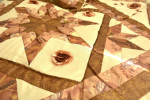 Load image into Gallery viewer, DaDa Bedding Diamond of Night Brown Beige Floral Stars Ruffles Comforter Set (BM915L)