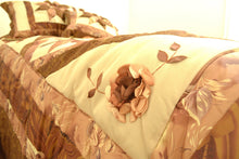 Load image into Gallery viewer, DaDa Bedding Diamond of Night Brown Beige Floral Stars Ruffles Comforter Set (BM915L)