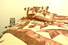 Load image into Gallery viewer, DaDa Bedding Diamond of Night Brown Beige Floral Stars Ruffles Comforter Set (BM915L)