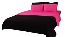 Load image into Gallery viewer, Tache Cotton Hot Pink Black Reversible Comforter Set With Zipper Cover