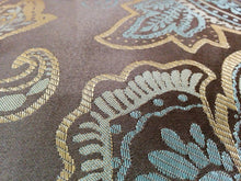 Load image into Gallery viewer, Tache Chenille Elegant Paisley Floral Striped Brown Blue Eastern Comforter Set With Zipper Cover (14070)