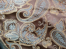 Load image into Gallery viewer, Tache Chenille Elegant Paisley Floral Striped Brown Blue Eastern Comforter Set With Zipper Cover (14070)