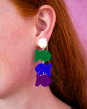 Load image into Gallery viewer, Rainbow Cracker Fish Dangle Earrings