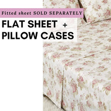 Load image into Gallery viewer, DaDa Bedding Hint of Mint Dainty Cottage Floral Roses Cotton Flat Sheet Only w/ Pillow Case (3036)