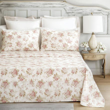 Load image into Gallery viewer, DaDa Bedding Hint of Mint Dainty Cottage Floral Roses Cotton Flat Sheet Only w/ Pillow Case (3036)