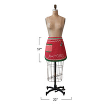 Load image into Gallery viewer, Embroidered &amp; Printed Christmas Apron with Pom Poms &amp; Pocket