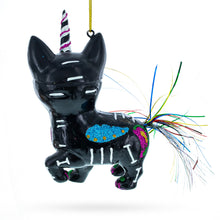 Load image into Gallery viewer, Black Cat on Halloween Glass Christmas Ornament