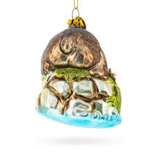 Load image into Gallery viewer, Wild Bear Watching Fish Glass Christmas Ornament