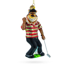 Load image into Gallery viewer, Sporty Tiger Engaged in Golf Glass Christmas Ornament