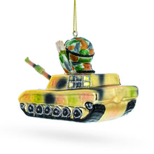 Load image into Gallery viewer, Santa the Tank Commander Glass Christmas Ornament