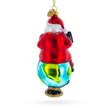 Load image into Gallery viewer, Teacher Santa on World Globe Glass Christmas Ornament