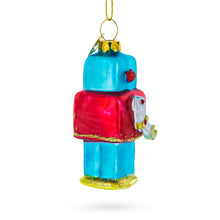 Load image into Gallery viewer, Quirky Square-Headed Robot Glass Christmas Ornament