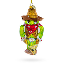 Load image into Gallery viewer, Western Cowboy Cactus Glass Christmas Ornament