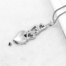 Load image into Gallery viewer, 4 Heart Cremation Urn Necklace