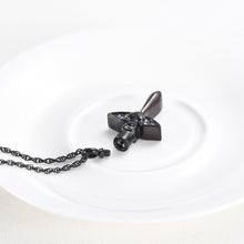 Load image into Gallery viewer, Angel Wings Cross &amp; Heart with Rhinestones Cremation Urn Necklace