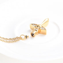 Load image into Gallery viewer, Angel Wings Cross &amp; Heart with Rhinestones Cremation Urn Necklace