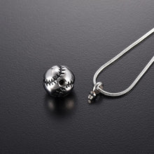 Load image into Gallery viewer, Baseball Shaped Cremation Urn Necklace