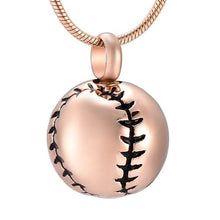 Load image into Gallery viewer, Baseball Shaped Cremation Urn Necklace