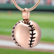 Load image into Gallery viewer, Baseball Shaped Cremation Urn Necklace