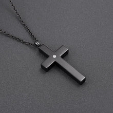 Load image into Gallery viewer, Black Classic Design Cross Cremation Urn Necklace With Rhinestone