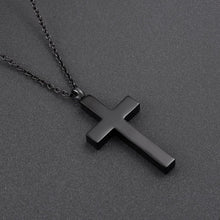 Load image into Gallery viewer, Black Classic Design Cross Cremation Urn Necklace With Rhinestone