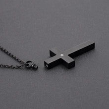 Load image into Gallery viewer, Black Classic Design Cross Cremation Urn Necklace With Rhinestone