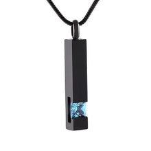 Load image into Gallery viewer, Black Cremation Urn Necklace Column With Gemstone