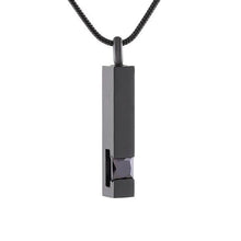 Load image into Gallery viewer, Black Cremation Urn Necklace Column With Gemstone