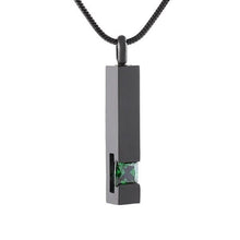 Load image into Gallery viewer, Black Cremation Urn Necklace Column With Gemstone