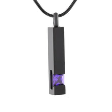 Load image into Gallery viewer, Black Cremation Urn Necklace Column With Gemstone