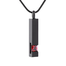 Load image into Gallery viewer, Black Cremation Urn Necklace Column With Gemstone
