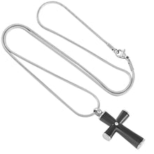 Load image into Gallery viewer, Black Cross With Gemstone Cremation Urn Necklace