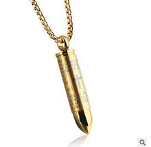 Load image into Gallery viewer, Bullet Engraved With A Cross &amp; The Lord's Prayer English/Spanish Cremation Urn Necklace
